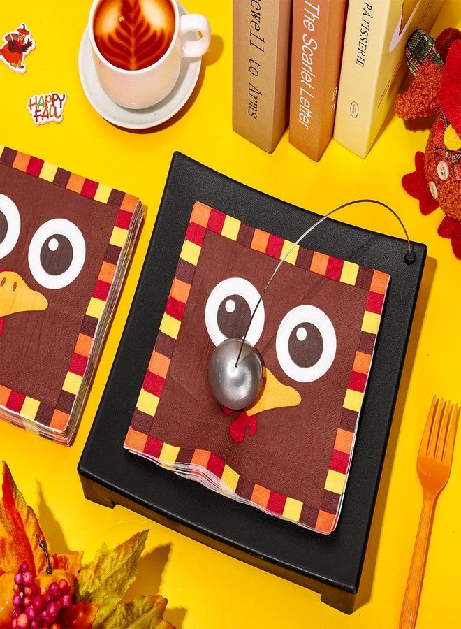 Whaline 80Pcs Thanksgiving Turkey Paper Napkins Funny Turkey Face Disposable Napkins Fall Autumn Luncheon Dinner Napkins for Holiday Birthday Table Decor Party Supplies - Image 3